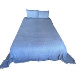 Yumuşak Türk Pamuğu Muslin Yatak Örtüsü, %100 Pamuk Muslin Battaniye, 4 Katlı Yatak Örtüsü, Ters Çevrilebilir Örtü, Denim Mavisi (Çift Kişilik Boyut 63x90 - (160x230cm))