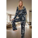 Yumuşak Viskoz Kumaştan Şık Kaplan Desenli Pijama Takımı Profesyonel Görünüm