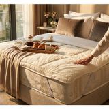 Yün Alez – %100 Pamuk Kılıflı, Doğal Yün Dolgulu Yatak Koruyucu - 90 x 190 cm - Beyaz