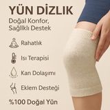 Yün Dizlik (2 Adet Sağ-Sol) %50 Koyun Yünü ile Diz Eklem Ağrısı Kronik Ağrıları Kireçlenme - Unisex - Beyaz - M - L