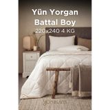 YÜN EVİM Battal Boy Kuzu Yünü Yorgan 220x240 cm 4 kg Merinos Kuzu Yünü