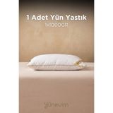 YÜN EVİM Yünevim 1 Adet Doğal Kuzu Boncuk Yünü Yastık 50x70 cm 1000 GR Merinos Kuzu Yünü