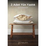 YÜN EVİM Yünevim 2 Adet Doğal Kuzu Boncuk Yünü Yastık 50x70 cm 1000 GR Merinos Kuzu Yünü