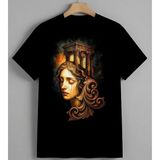 Yunan Heykeli Turuncu Sanat Unisex Erkek Kadın Oversize Tişört Siyah - XL