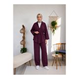 Yunara Kadın Yazlık Tencel Kumaş Bağlamalı Kimono Gömlek Pantolon Takım