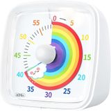 Yunbaoit Gece Işıklı Beyaz, Renkli Gökkuşağı Tasarımlı 60 Dakikalık Mekanik Mutfak ve Çocuk Zamanlayıcı – Sevimli ve Kullanışlı Timer