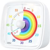 Yunbaoit Gece Işıklı Beyaz Renkli Timer Gökkuşağı Tasarımlı 60 Dakikalık Mekanik Mutfak ve Çocuk Zamanlayıcı