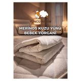Yüncü Hanım %100 Merinos Kuzu Yünü Dolgulu Bebek Yorganı 95x145 cm+ Yün Dolgu Bebek Yastığı Hediyeli