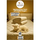 Yüncü Hanım Çift Kişilik Merinos Kuzu Yünü Yorgan (%100 SAF MERİNOS KUZU YÜNÜ) 195 X 215 Cm Ebat, 3000 gram