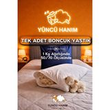 Yüncü Hanım Merinos Boncuk Kuzu Yünü Yastık 1000 gr 50 x 70 cm Ebat - Beyaz