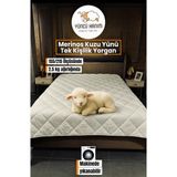Yüncü Hanım Tek Kişilik Merinos Kuzu Yünü Yorgan (%100 Saf Merinos Kuzu Yünü) 155 x 215 cm - Beyaz