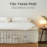 Yünevim 120X200 Yün Yatak Pedi 2 kg Merinos Kuzu Yünü - Beyaz - 120 x 200 cm