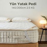 Yünevim 140X200 Yün Yatak Pedi 2,5 kg Merinos Kuzu Yünü - Beyaz - 140 x 200 cm