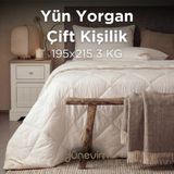 Yünevim Kuzu Yünü Çift Kişilik Yorgan 195X215 cm 3 kg Merinos Kuzu Yünü - 195 x 215 cm - Beyaz - Altın