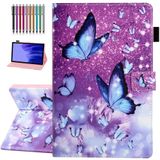 YUNHOTIC Samsung Galaxy Tab A7 Lite 8,7 inç [SM-T220/T225/T227] için Kılıf Otomatik Uyanma/Uyuma, Kalem Tutacağı ve Çoklu Görüş Açılarına Sahip Premium PU Deri Katlanır Stand Kılıfı - Mor Kelebek