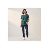 yunik Viskon Kumaş Sıfır Yaka Basic T-Shirt Yumuşak Dokulu Rahat Kadın Tişört