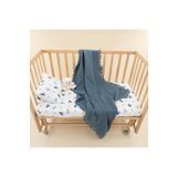 Yunikobaby Bebek Nevresim Set - Dört Katlı Muslin Battaniye,Yastık Kılıfı,Lastikli Çarşaf- İndigo - Mavi Araba