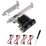 YUNKOZAND PCIE 1X SATA kartı 4 bağlantı noktası, 4 SATA kablosu ve düşük profilli tutucu, PCIE - SATA 3.0 6 Gbps denetleyici, PCIE SATA genişletme kartı, SATA Controller, SATA PCIE kartı, Marvell 88SE9215 yonga