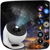 YunLone Yıldızlı gökyüzü projektörü, 13'ü 1 arada Galaxy planetaryum projektörü, yatak odası için, 360° dönebilen sis projektörü, güneş sistemli gece lambası, ay şeklinde çocuklar ve yetişkinler için