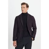 Yünlü Slim Fit Dar Kesim Mono Yaka Torba Cepli Ceket - 58-6N - Bordo