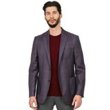 Yünsa Erkek Ekoseli Spor Yün Ceket, Bordo, 48