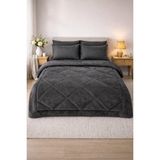 Yünteks Çift Kişilik Çift Taraflı Lüx Welsoft Elit Yorgan /1.kalite/ Yumuşak Polar Yorgan ve Yastık Kılıfı - 195 x 215 cm - Antrasit