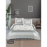 Yünteks Örtüm Çift Kişilik Kapitone Yatak Örtüsü - Ekru - Gri - 250 x 260 cm
