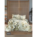 Yünteks Örtüm Çift Kişilik Kapitone Yatak Örtüsü - Krem - Yeşil - 250 x 260 cm