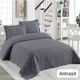 Yünteks Örtüm Ivy Sarmaşık Çift Kişilik Microfiber Kapitone Yatak Örtüsü - Antrasit - 250 x 260 cm