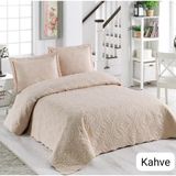 Yünteks Örtüm Ivy Sarmaşık Çift Kişilik Microfiber Kapitone Yatak Örtüsü - Kahve - 250 x 260 cm