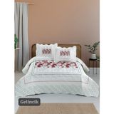 Yünteks Örtüm Tek Kişilik Kapitone Yatak Örtüsü - Kırmızı - Beyaz - 175 x 240 cm