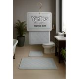Yünteks Pamuk Makarna Tufting 2'Li Klozet Takımı , Banyo Seti , Banyo Paspas Seti ,Deniz Kabuğu , Gri