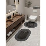 Yünteks Rabbit Soft Hasır Dekoratif Klozet Takımı / Banyo Paspası / Modern / Şık /lüx / Banyo Halısı - Antrasit