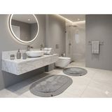 Yünteks Rabbit Soft Hasır Dekoratif Klozet Takımı / Banyo Paspası / Modern / Şık /lüx / Banyo Halısı - Gri