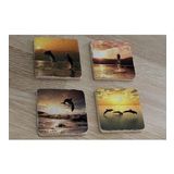 Yunus Balıkları Doğal Taş Bardak Altlığı 4'lü set - Natural Stone Coasters