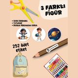 Yunus Copy Okul Etiketi Kalem Defter Etiketi Astrox Özel Isim Yazılabilen Etiket - 252ADET - Çok Renkli