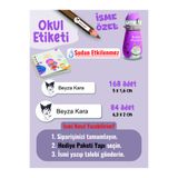 YUNUS COPY Okul Etiketi Kalem Defter Etiketi Kuromi Temalı Özel İsim Yazılabilen Etiket - 252Adet
