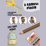 Yunus Copy Okul Etiketi Kalem Defter Etiketi Minik Gezgin Özel Isim Yazılabilen Etiket - 252ADET - Çok Renkli