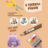 Yunus Copy Okul Etiketi Kalem Defter Etiketi Sevimli Ayıcık Mavi Temalı Özel Isim Yazılabilen Etiket - 252ADET - Çok Renkli