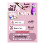 YUNUS COPY Okul Etiketi Kalem Defter Etiketi Sevimli Ayıcık Pembe Temalı Özel İsim Yazılabilen Etiket - 252Adet
