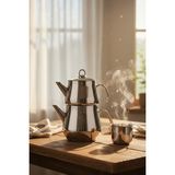 YUNUSOĞLU HOME Aletta Büyük Boy Çelik Çaydanlık 2.5 lt Metal Kulp ile Paslanmaz Çelik Tasarım