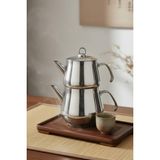 YUNUSOĞLU HOME Aletta Büyük Boy Paslanmaz Çelik Çaydanlık Metal Kulp Aile Boy Kullanım 1.6l+2.5l - Gümüş
