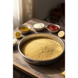 YUNUSOĞLU HOME Çiğ Köfte Sinisi - Paslanmaz Çelik 40 cm – Derin Orta Boy Yuvarlak Tepsi - Gümüş - 40 x 40 cm
