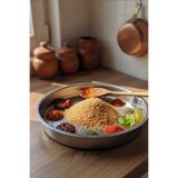 YUNUSOĞLU HOME Çiğ Köfte Sinisi Set- Paslanmaz Çelik 35 - 40 - 43 cm – Derin Yuvarlak Tepsi Seti