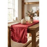 Yunusoğlu Home Fırfırlı Masa Runner 150x50 Cm Şık Dekoratif Masa Örtüsü Bordo