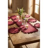 Yunusoğlu Home Fırfırlı Runner Ve Supla Takımı - Masa Örtüsü Takımı 7 Parça 150x50 Cm Bordo