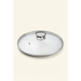 YUNUSOĞLU HOME Isıya Dayanıklı Cam Tencere Tava Kapağı - Metal Kulplu Buhar Delikli Yedek Kapak - 32 CM