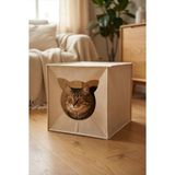 Yunusoğlu Home Keçe Kedi Yuvası Dekoratif Organizer Düzenleyici Katlanabilir - Kedi Evi - Bej