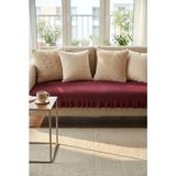 YUNUSOĞLU HOME Keten Pamuk Koltuk Örtüsü Fırfırlı Bordo 90X200 cm Şık ve Doğal Görünüm - 90 x 200 cm