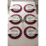 YUNUSOĞLU HOME Pamuklu Fırfırlı Supla 6'lı Set Amerikan Servis 33 cm Çap Supla 6'lı - Bordo